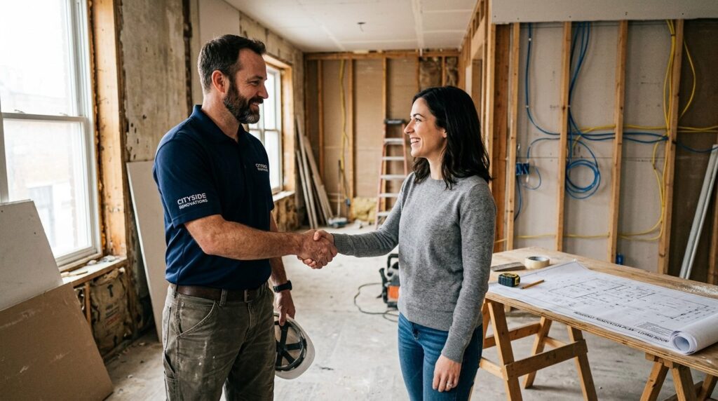 Close-up photograph of a professional general contractor and